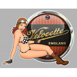 VELOCETTE Pin Up  droite Sticker Trompe-l'oeil   