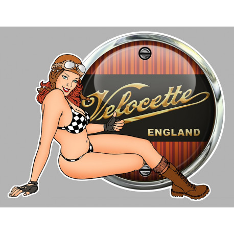 VELOCETTE Pin Up  droite Sticker Trompe-l'oeil   