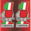 CAGIVA NUMBER ONE BIC  Sticker  68mm x 65mm