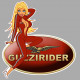 MOTO GUZZI Pin Up droite " Guzzirider " Sticker vinyle laminé