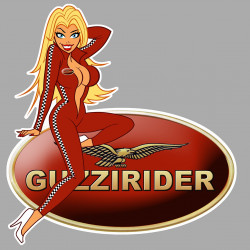 MOTO GUZZI right Pin Up " Guzzirider " Sticker UV 