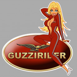 MOTO GUZZI Pin Up gauche " Guzzirider " Sticker° 