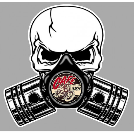 CAFE RACER Pistons skull Sticker UV  