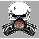 CAFE RACER Pistons Skull Sticker vinyle laminé