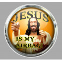 JESUS IS MY AIRBAG Sticker vinyle laminé Trompe-l'oeil