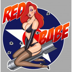 Pin Up RED BABY gauche sticker vinyle laminé