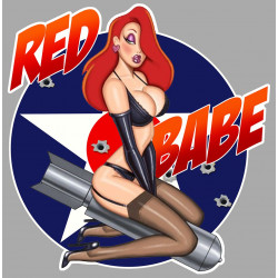 Pin Up RED BABY droite sticker vinyle laminé