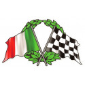 ITALIE Crossed Flags Race  Sticker vinyle laminé