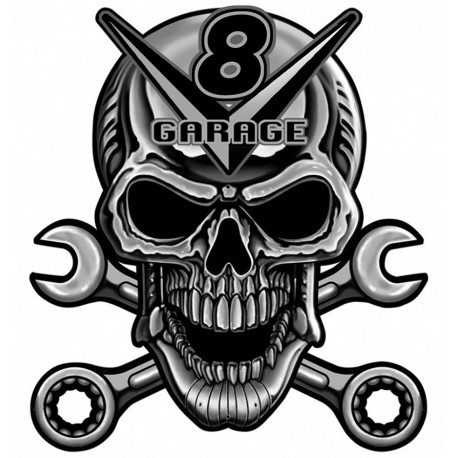 SKULL V8 GARAGE  Sticker 