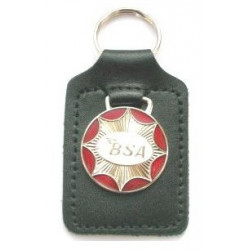 BSA Key fobs, porte cles email cuir 