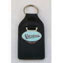 VESPA BLEU, porte cles email cuir 