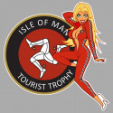 TT  ISLE OF MAN Pin Up Sticker gauche