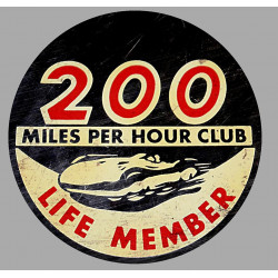  200 MPH CLUB  Sticker 