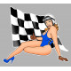 Pin Up  Racing  BLEU damier Sticker gauche