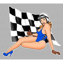 Pin Up racing chequered left Sticker  