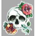 SKULL/ROSE  Sticker vinyle laminé droit