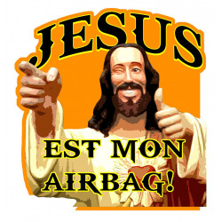 JESUS EST MON AIRBAG Sticker vinyle laminé