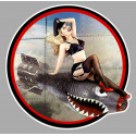 Pin Up droite" shark " Sticker vinyle laminé