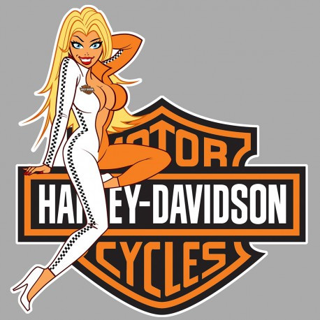 HARLEY DAVIDSON right Pin Up laminated decal -  cafe-racer-bretagne.clicboutic.com