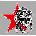 SKULL right RED STAR laminated decal