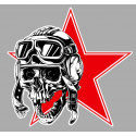 SKULL RED STAR left laminated decal