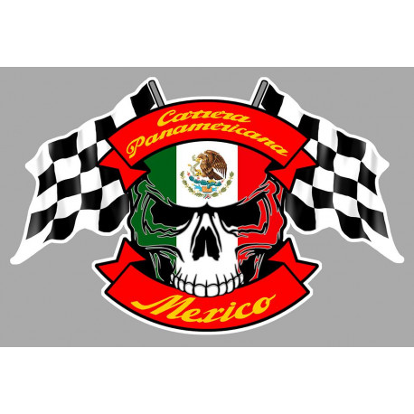 CARRERA PANAMERICA  Skull / Flags Sticker