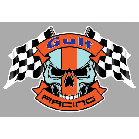 GULF  Skull / Flags Sticker