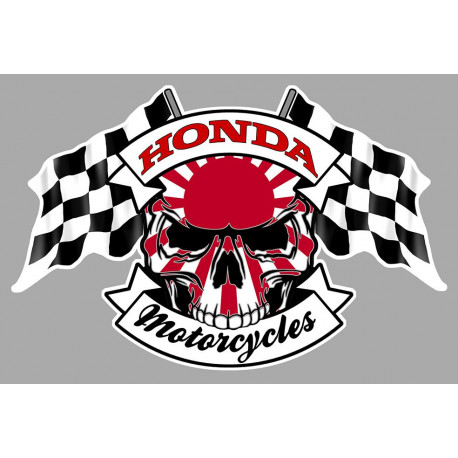 HONDA  Skull / Flags Sticker