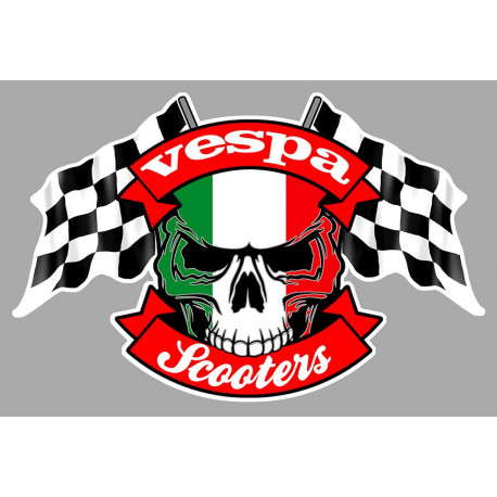 VESPA  Skull / Flags Sticker
