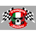 VESPA Scooters Skull / Flags Sticker vinyle laminé