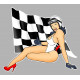 Pin Up  Racing  rouge / blanche damier Sticker gauche