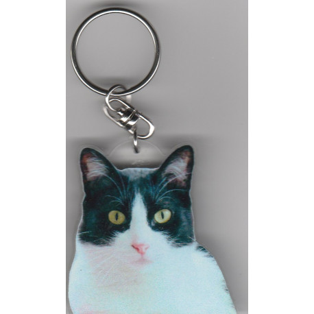 CHAT NOIR BLANC porte clés